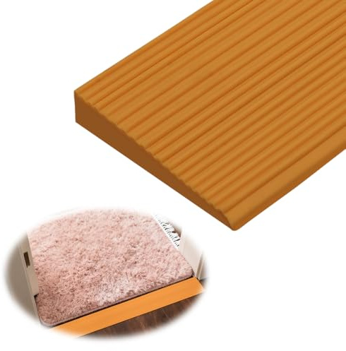 Tröskelramp, dörrtröskelramper, PVC rullstolsramp, halkfri yta, gummiramp, uppkörningsramp för barnvagnar, rullstol, rullator eller skoter (ljusbrun, 90 x 8 x 2 cm)
