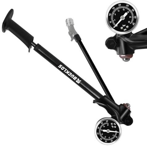 AEYINO Bike Shock Pump with Pressure Gauge, Bicycle Pump with Schrader Valves for Air Front Fork and Rear Suspension Air Shocks BikeTire Pump Mountain, Road Bikes and Motorcycle. (400psi)