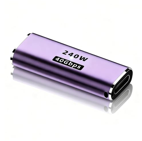 ZhouLinMou 240 W USB C-koppling, USB C hona till hona adapterförlängare, kompatibel med Thunderbolt 4/3, USB typ C kabelanslutning för laddning, data, skärm (lila, 1 st)
