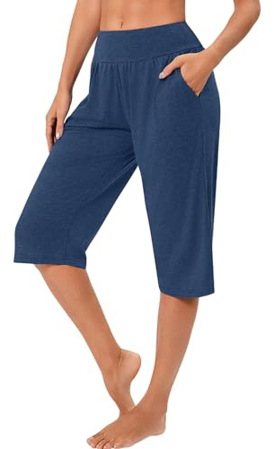 Marvmys Womens Yoga Pants 3/4 Length High Waist Wide Leg with Pockets