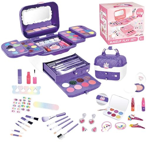 Maquillaje de Juego para niños, Maquillaje de Juguete - Kit de Juguete de Maquillaje Lavable | Juguete para niñas pequeñas con Espejos, Juguetes de , Maquillaje para niños de 3 a 12 años, Navidad y