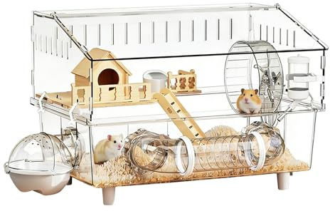 Hamsterbur - 45 gånger 30 gånger 34,5 centimeter Avtagbart Habitat för Små Djur,Bur är Lämplig för Hamster | Användning Inomhus, Utomhus, under Lek, på Resa och i