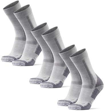 DANISH ENDURANCE Merino Wandersocken, Sommer Trekkingsocken, Unisex, Herren, Damen & Kinder, 3 Paar, Grau, 43-47