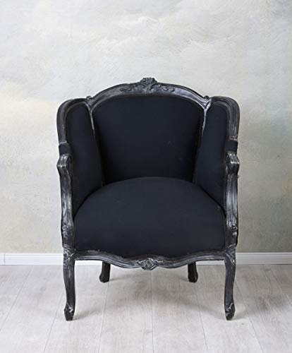 Armlehnsessel Rokoko Stuhl schwarz Armlehnsessel Barocksessel Polstersessel cat664i49 Palazzo Exklusiv