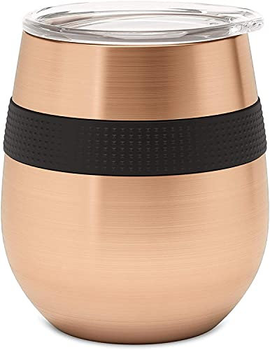 Taza de café reutilizable – CAFE CONCETTO – 8 oz/230 ml – Vaso aislado premium con tapa – mantener las bebidas en el camino del agua al vino caliente o frío – Acero inoxidable (oro rosa)