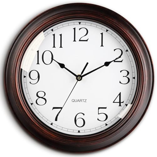 KECYET 12 Inch Wall Clocks Battery Operated Silent Non-Ticking Wall Clock Vintage Retro Rustic Style Decorative for Living Room Kitchen (Bronze)