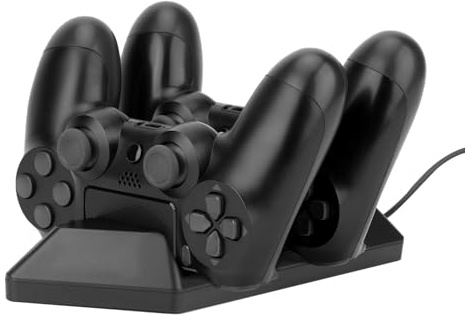 NiTHO Chargeur Manette PS4, Station de Charge Compatible avec Manette PS4/Slim/Pro, Support Double Micro USB pour Recharge Rapide de PS4 Manette - Noir