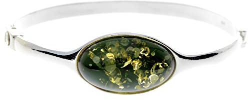 Vacker designer 925 sterling silver armband set med baltisk bärnsten – GL510 e sterlingsilver, colore: gRÖN, cod. GL510G