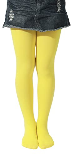 EVERSWE Girls Semi Opaque Tights, 40D Microfiber Tights (11-13 Years, Yellow)