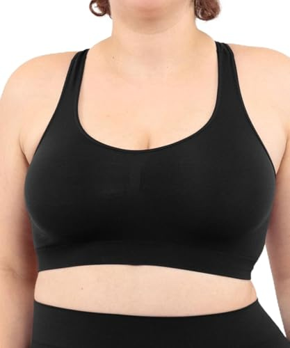 LEELA LAB Bralette Donna Taglie Forti, Reggiseno Senza Ferretto Garantisce Supporto Senza Stringere, Realizzato con Tecnologia Seamless Senza Cuciture - Made in Italy (Black, XXL)