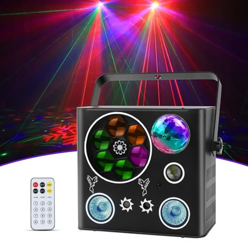 5 en 1 Luces Estroboscópicas de Efecto LED para Fiesta de Discoteca con Bola Mágica, UV - Luz para DJ Activada para Música y Controladas por DMX para Bodas y Clubes