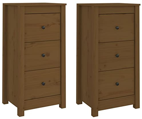 vidaXL Aparadores 2 uds Madera Maciza de Pino marrón Miel 40x35x80 cm