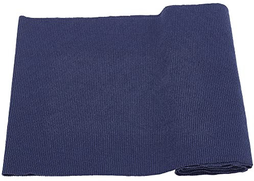 BENECREAT Tejido de Punto Acanalado Elástico para Puños, Tela de Canalé de Fibra Azul de Prusia para el Ajuste del Cuello de la Cintura, Borde Ribeteado, 60x20x0.2 cm