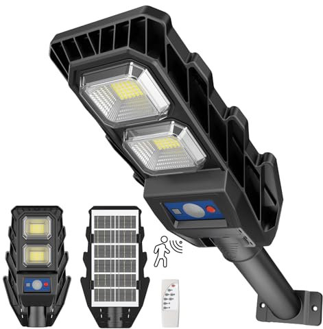 JESLED faro led esterno con pannello solare, 6500K lampioni da giardino esterno, IP65 Impermeabilefaretto led da esterno solare per Strada, Cortile