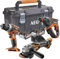 AEG Set mit 3 Werkzeugen: Schlagbohrmaschine 18 V, bürstenloser Bohrhammer 18 V, Schleifmaschine 125 mm, bürstenlos, 18 V, 2 Akkus 4,0 Ah, Gehäuse – JP18L3-402TB