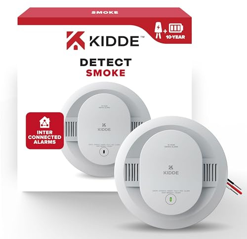 Kidde Smoke Detector, Hardwired with 10-Year Battery Backup, Interconnectable, LED Status Lights, 85 dB Alarm, 5-inches, 20SA10, 1 Pack
