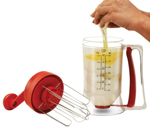 Dough Dispenser - Pancake Dough Harness, Cake Mix Dispenser, Non Drip Jug | Easy Flow Baking Dispenser with Measuring Traces and Controlled Release for Making Cupcakes, Waffles and M