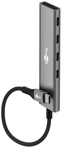 goobay Slim 4-Port USB-C Hub, 5Gbps USB 3.2, Datenhub, Multiport Adapter Dongle mit 4 Ports für MacBook Pro/Air, iPad Pro, Laptops und andere Typ-C Geräte - 76564