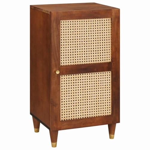 Owoxanthellate Mango Wood Sideboard 40 x 33.5 x 75 cm Brown Cane Door Storage Cabinet for Living Room Hallway Kitchen UK