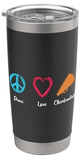 Sostenitore della squadra sportiva Peace Love Cheerleading Bicchiere termico in acciaio inox doppia parete