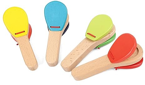 Stylebest Wooden Hand Clapper Brightly Colored Percussion Toy for Toddlers Entertaining Music Education Activities Made of Beech Wood 1 Piece