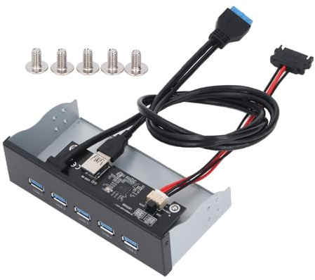 Frontpanel USB Hub 5 USB3.2 GEN1 19-stift 5,25 tums optisk enhet Frontpanel USB-port Expander Höghastighetsdataöverföring Kompatibel med WIN7 8 10 2003 OS X för stationär dator