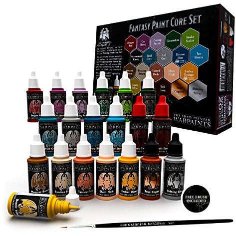 Grinning Gargoyle Fantasy Model Paint Set – The Army Paint Miniature Hobby Set - Paints for Tabletop Figures - 20x Acrylic Paints and a Brush - Model Colours for Miniature Hobby Painting (Core)