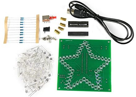 LAPOOH Elektronik-Bausatz zum Selbermachen, LöT-Suite, Bunter FüNfzackiger Stern, LED-Blinklicht-Leiterplatten-Bausatz, Ohne Schale