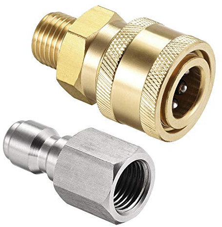 sourcing map Juego de Conectores Rápidos Enchufe Manguera Agua de Latón para Manguera de Jardín G1/4, Macho y Hembra