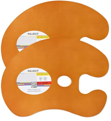 MEEDEN 2 Pack Wood Paint Palette Oil Finished: Acrylic Paint Palette | 30x40 cm Oil Paint Palette, Painting Palette, Art Palette, Artist Palette with Ergonomic Large Thumb Hole, Oval Shape