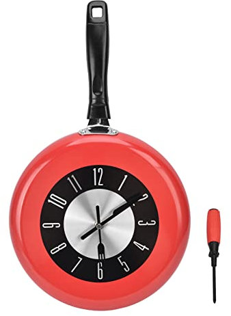 Fdit Bratpfannen-Wanduhr, Coole, Niedlich Aussehende Küchenuhr, Dekorative Hängeuhren für Esszimmerbars