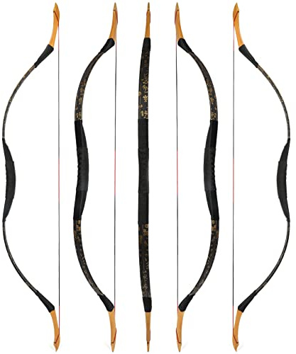 wolfman Arco Tradizionale Arco Ricurvo Long Arco Sportivo Tiro con L'Arco Arco da DIY Arco di Legno Asiatico Arco Mongolo per Adulti Adolescente Principiante Mano Sinistra Destra(K, 40Lbs)
