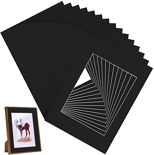 Yoosso 15 Pack A4 Picture Mounts, for 8 x 6 Inch Photos, Black/Beige