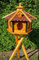 Vogelhaus aus Holz wetterfest (XL mit Ständer, Rot)