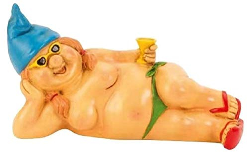 Decoración Artística de Duende de Jardín, Divertidas y Traviesas Estatuas de Gnomo de Jardín de Gnomo Meando,Decoraciones para Suministros de Jardín Doméstico,Estatuas Gnomo Desnudo(Muchacha de playa)