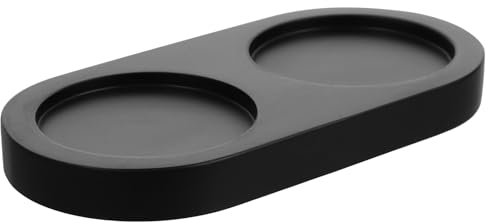 Luxshiny Salz- und Pfeffermühlen-Tablett, Holz-Pfefferflaschentablett, Pfeffermühlenhalter, Ablage aus Holz, Untersetzer für Salz, Pfeffer, Zubehör, Schwarz