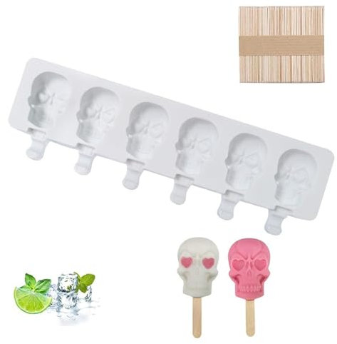 xocome 6 stampi per gelato, lecca-lecca-lecca ghiaccio, stampi in silicone per alimenti per dolci, frutta congelati fai da te, con 50 bastoncini di legno, FA104