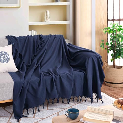 Milam London Manta Suave | Manta 100% algodón para sofás | Manta de Cama Doble | Manta de sofá Grande de 2 plazas | Colcha tamaño Doble | Colección Joanna | Beige - 170 x 250 cm
