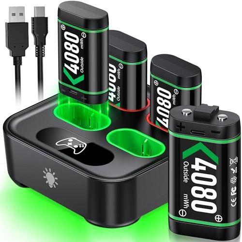 Estación de carga para Xbox One Pack de batería con 4 x 4080 mWh de carga rápida USB recargable estación de carga para Xbox One/Xbox Series X|S Accesorios/Xbox One S/One X/Elite