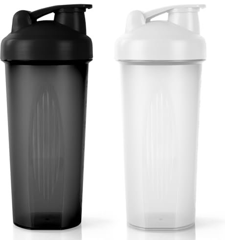 AOGOE Shaker Protéiné de 700ml, 2PCS Shaker à protéines avec Mixing Balle, Bouteille shaker de protéines pour Boisson Protéinée, Compléments Alimentaires En Poudre, Gourdes de Sport Sans BPA