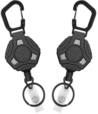 Debbery 2 PCS Retractable Keychain, with 23.6 Inch Key Chain, Outdoor Retractable Keyring, ID Badge Holder, Lanyard Clip