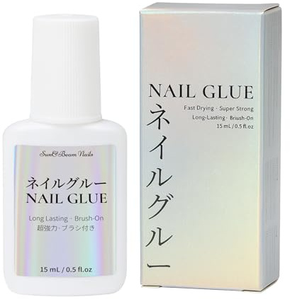 Sun&Beam Nails Colla per unghie 15 ml con pennello – Asciugatura rapida extra forte impermeabile per unghie – Per unghie finte & Nail Tips – Lunga durata & ideale per i principianti