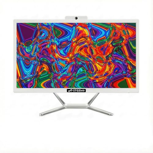 STGsivir All-in-one PC Desktop Computer, 21.5 FHD Display, Core i5 up to 3.6GHz, 16GB RAM, 512GB SSD, WiFi, Bluetooth 5.0, Windows11 Pro, White, for Office & Entertainment