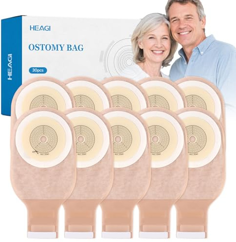 30 PCS Colostomy Bags, Ostomy Supplies, One Piece Drainable Ostomy Pouch with Closure for Ileostomy Stoma Care, Ostomy Bag, 15mm-60mm Cut to Fit