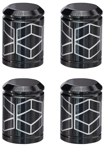 Fenrir Tapas Tapones Cubiertas de Válvula de Rueda Neumático Acero Inoxidable 304 Recubrimiento PVD Diseño Antifugas Compatible con Válvula Schrader Americana Motocicleta Coche ATV UTV (810-JC001-4)