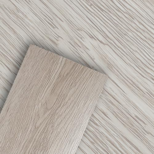 Monucep 91,5 cm x 15,2 cm x 1,5 mm PVC-golvbeläggning vinylgolv, självhäftande, 2 m²/14 plattor självhäftande vinylplattor vattentäta, träutseende, för kök, badrum, vit ek