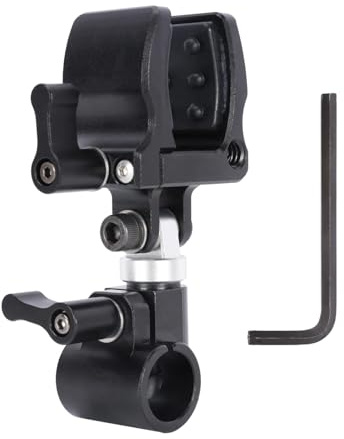 NICEYRIG Shotgun Microphone Holder Clamp with 15MM Single Rod Clamp/Rail Block,180° Rotation Microphone Shock Mount with Soft Silicone for 15MM Rail System(18-35 mm)