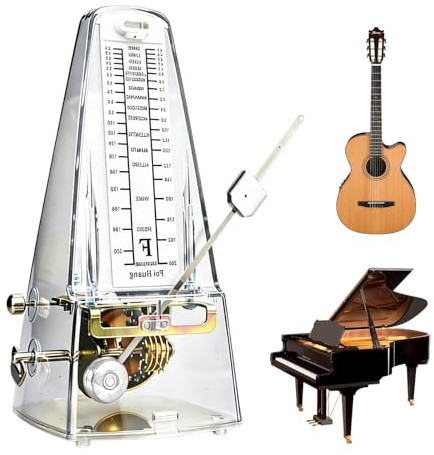 Métronome Mécanique Transparent: Métronome Mécanique à Haute Précision, Son Puissant, Metronome Universel Pour Piano Guitare Basse Ukulélé (Transparent)