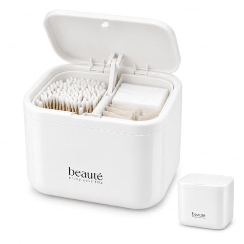 Kireida Porta Bastoncini Cotone da Appoggio O da Parete Dispenser per Dischetti Organizer da Bagno Supporto Automatico Salvaspazio per Bastoncini Elastici per Capelli