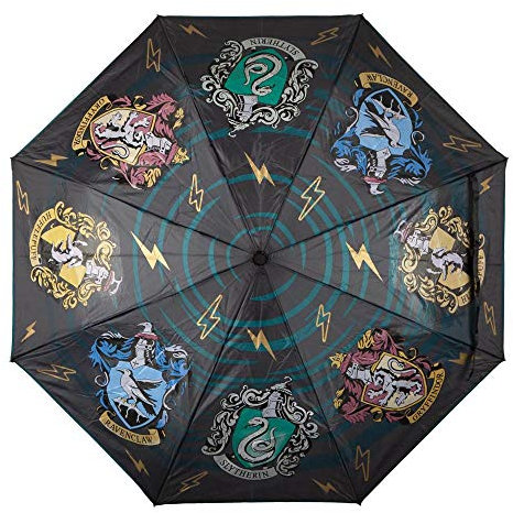 Harry Potter Damen Harry Potter Hogwarts House Crests Liquid Reactive Compact Umbrella Regenschirm, Multi, Einheitsgröße EU